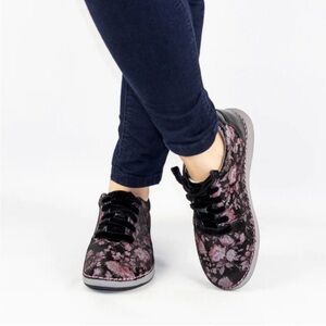 Alegria Black and Pink Floral Sneakers
